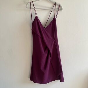 Alice + Olivia Purple Katie Wrap Mini Dress Crisscross
